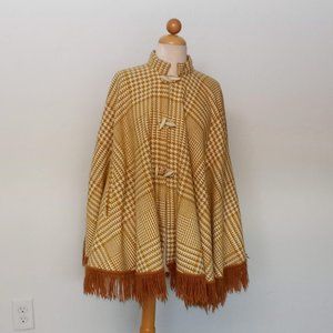 Mardel Vintage 60s Wool Pancho Cape Mustard/White Great Condition